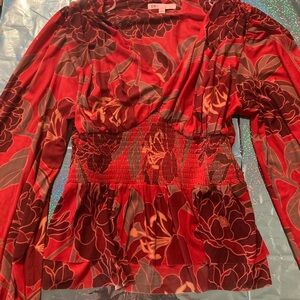 DR2 Red Floral Blouse